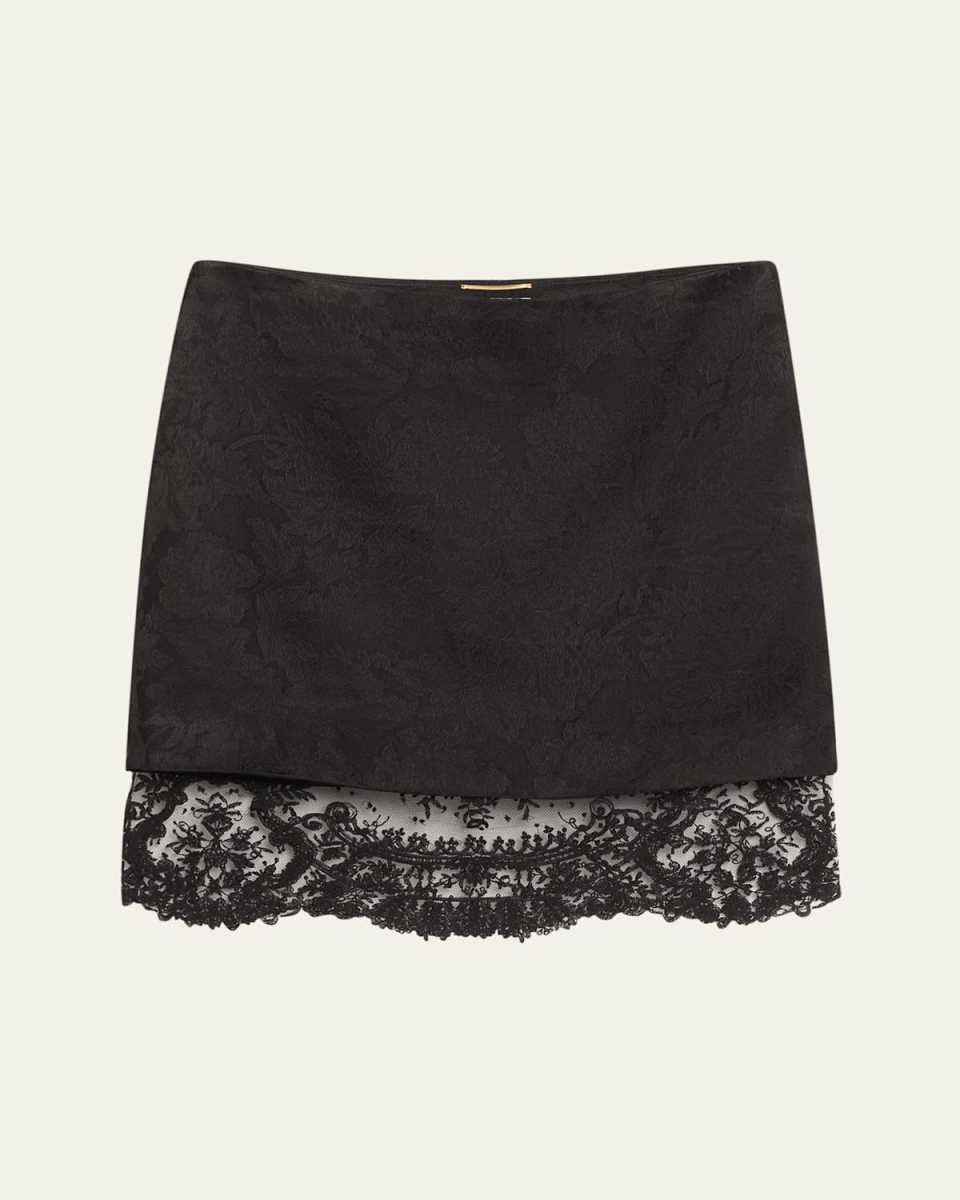 Jacquard Lace Hem Mini Skirt